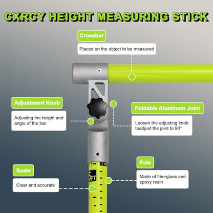 20FT Load Height Measuring Stick with Carrying Bag, Retractable Height Stick for Trucks, Truck Height Measuring Stick with Adjustable Pole, Accurately for Trucks, Car Haulers(Light Green)