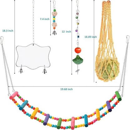 Chicken Coops Accessories 12PCS Chicken Toys Including Xylophone Swing Set Mirror Toy Flexible Ladder Vegetable String Bag and Hanging Feeder Coops Accessories for Hens