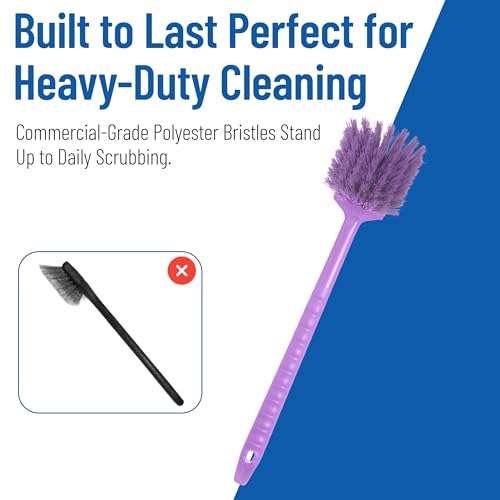 SPARTA 40501EC68 Plastic Large Scrub Brush, Kitchen Brush, Utility Brush With Long Handle For Cleaning, 20 Inches, Purple - color: Purple