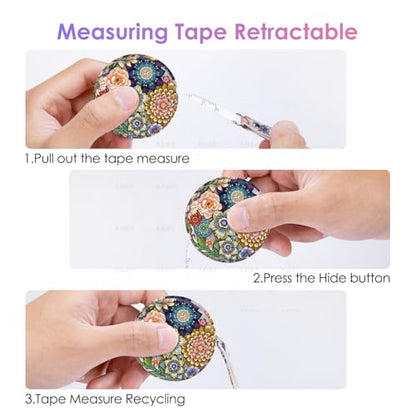 Sewing Tape Measure，Colour Printed Small Retractable Soft Measuring Tape for Tailor Cloth Fabric Body Measurements. - color: Mandara Flower