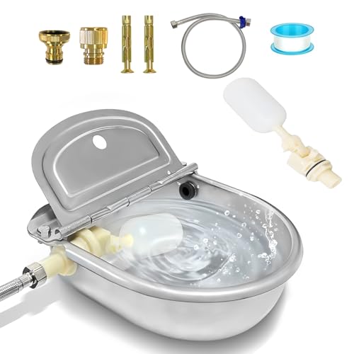 Automatic Water Dispenser for Dogs, 304 Steel Float Valve Pet Water Bowl. | 2.5L Capacity, Wall Mounted, for Large Dogs, Chickens, Horses, Easy Clean Drain, Anti-Spill Valve, Outdoor Farm & Yard