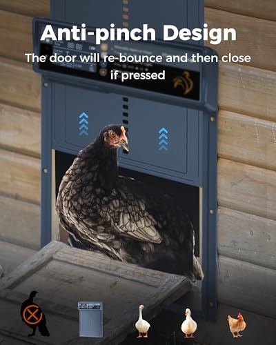 Automatic Chicken Coop Door Solar Powered, LCD Display, Timer & Light Sensor, 20-m Remote Control,Electirc Door,4 Modes, USB Rechargeable Battery, Light Blue - color: Blue