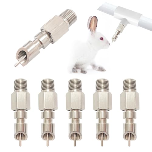 Threaded Stainless Steel Rabbit Water Nipples Automatic Rodent Watering System Kit Animal Breeding Supplies (6PCS)