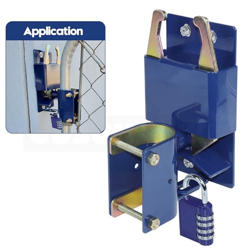 2 Way Lockable Gate Latch (Large Size Version: 4.1" L x 7.8" H) with 4-Digit Combination Lock for Metal Tube Gate with 1-5/8" to 2" O.D. Tubes, Blue - color: 1x S16100100(Large Size Version 4.1"x 7.8")