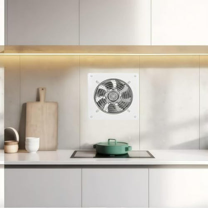 6 inch Exhaust Fan Wall Mounted Garage Ventilation Fan,290CFM Metal Attic Exhaust Fan Basement Extractor Fans with Backdraft Damper for Home Office Commercial Use(42W 110V 、White) - style: 6 inch