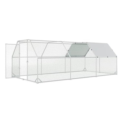 4ever2buy Metal Chicken Coop, 10x20 FT Walk-in Chicken Run Pen Poultry Cage, Water-Resistant & Anti-UV Cover, Large Chicken Coop for 18-22 Chickens - size: 224.5"L x 110.3"W x 76.8"H