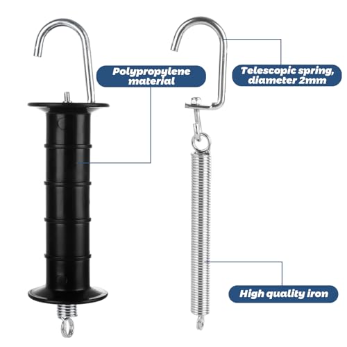 12 Pcs Plastic Electric Fence Gate Handle Heavy Duty Fence Gate Handle with Spring (Black)