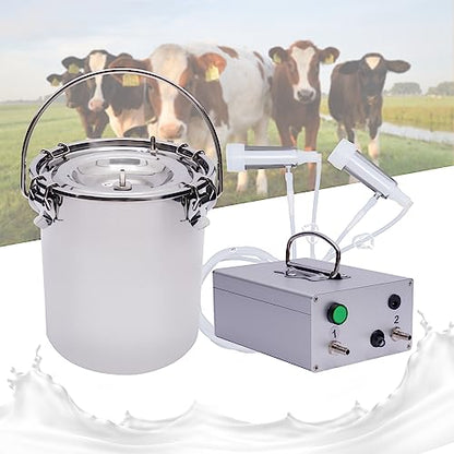 5L Goat Milking Machine, Rechargeable Battery Milker Powered Pulsation Vacuum Pump, Goat Milking Machine with Stainless Bucket, for Goats