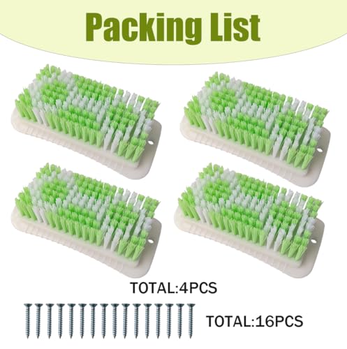 4PCS Pig Enrichment Toy,2-in-1 Self-Grooming and Scratch Brush for Mini Pigs,Reduces Stress,Mini Pigs Self Cleaning Slicker Brushes,Green & White Diamond Pattern,Easy Install for Pens Barns or Yards