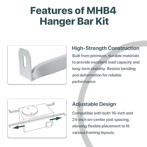 MHB4 Ventilation Fans Hanger Bar Kit for Broan-NuTone Invent Series Bath Exhaust Fans – Adjustable Exhaust Fan Mounting Bracket Set