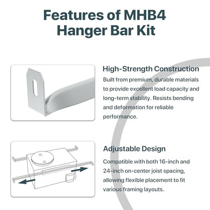 MHB4 Ventilation Fans Hanger Bar Kit for Broan-NuTone Invent Series Bath Exhaust Fans – Adjustable Exhaust Fan Mounting Bracket Set