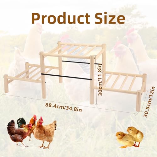 Chicken Perch, Natural Beech Wood Roosting Ladder, Chick Perch for Strong Wooden Roosting Bar for Poultry, Jungle Gym & Toys.