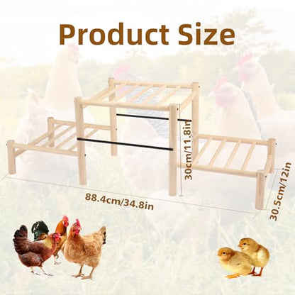Chicken Perch, Natural Beech Wood Roosting Ladder, Chick Perch for Strong Wooden Roosting Bar for Poultry, Jungle Gym & Toys.