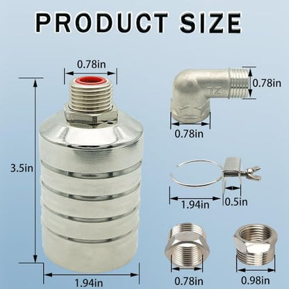 Float Valve,1/2" to 3/4" Water Float Valve,304 Stainless Steel Fully Automatic Water Level Controller for Water Tank,Pool, Livestock Troughs. - size: 1/2 Float Valve-3/4