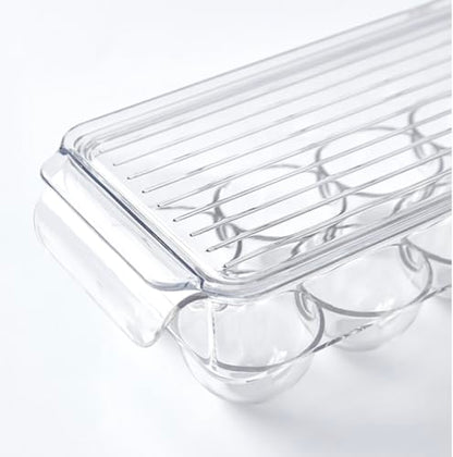Egg Holder for Fridge with Lid, Egg Containerand for Refrigerator with Front Handle, BPA-Free Clear Plastic 14 Eggs Stackable Tray Storage for Refrigerator. (28 Eggs, Pack of 2)
