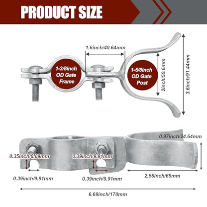 1-3/8" x 1-5/8" Chain Link Gate Latch,Galvanized Fence Gate Latch Fork Latch,Durable Chain Link Fence Lock for Farm Use Property Ownersz(Silver) - size: 1-3/8" x 1-5/8"