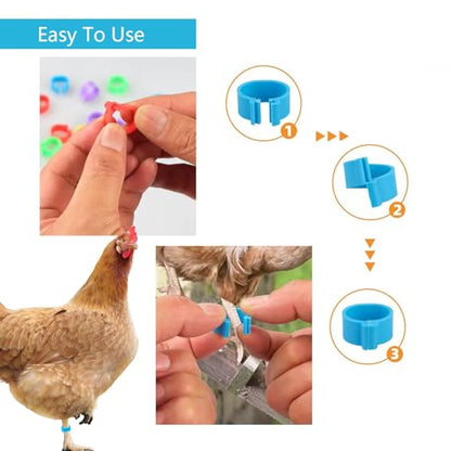 80 PCS,Multi Colored Bird Foot Rings, Open Snap Fasteners, Laser Engraved for Marking Poultry