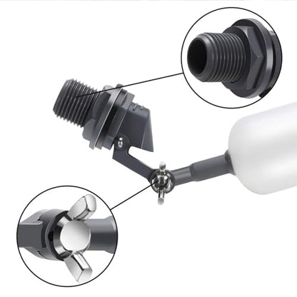 Blulu 3 Pack Float Valve, 1/2 Inch Automatic Pool Fill Float Ball Valve with Adjustable Arm for Ponds, Livestock Water Trough, Aquariums, Water Tank Level Control, Aquaculture(Dark Gray) - color: Dark Gray