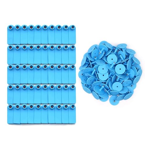 Ear Tags Blank 100pcs Livestock Large Plastic Cattle Tags with Numbers for Cows, Sheep, Goats Durable Farm Animal Identification Ear Tag(Blue,50x18mm(1.97x0.71)) - color: Blue, size: 50x18mm(1.97x0.71")