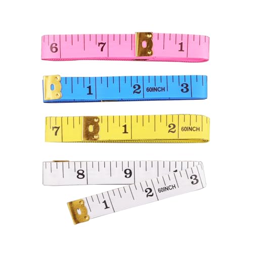 GDMINLO 4 Pack Soft Tape Measure Double Scale Body Sewing Flexible Tailor Craft Vinyl Ruler for Weight Loss Medical Body Measurement, Has Centimetre Scale on Reverse Side 60-inch