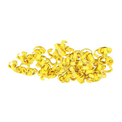 SUNGOOYUE 100 Pcs Chicken Leg Rings Plastic Numbered Poultry Identification Bands Clip On Round Ankle for Chickens Ducks Hens Breeders Farm Flock Tracking (100Pcs Yellow Rings with Number Markers) - color: 100pcs Yellow Rings With Number Markers