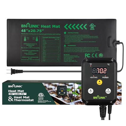 BN-LINK Seedling Heat Mat Heating Pad 48" x 20.75" with Digital Thermostat Controller Combo Set Waterproof for Indoor Seed Starting and Plant Germination - size: 48" x 20.75" & Thermostat