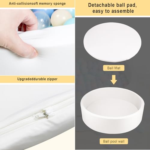TRENDBOX Extra Large Soft Foam Ball Pit 51.2" x 11.8" (NO Balls) in Large Sponge Round Ball Pool Indoor Round Children Toddler Playpen - White - color: White, size: 130CM