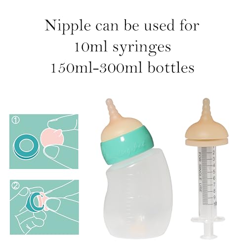 Doggiema Silicone Feeding Nipple and Syringes for Puppies and Other Animals Dongdong pet (4 Size Nipple+6 Syringes) - size: Replacement Nipple (4 Nipple+6 Syringes)