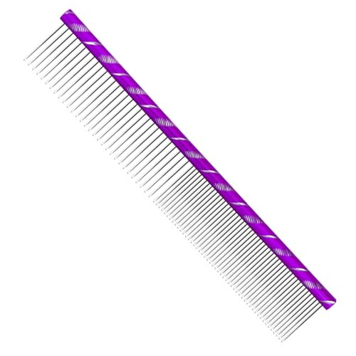 Fearless Alpaca Metal Pet Comb for Grooming Cats and Dogs (Purple) - Purple, Blue, Red, and Gold Colors Available - 8 Inch Length - Rounded Spine - Great Tool for Mats and Shedding - color: Purple