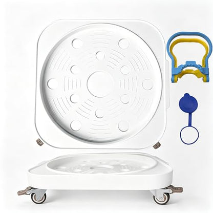 2-Pack 11" 5-Gallon Water Bottle Jug Caddy with 4 Rolling Swivel Casters - Heavy-Duty 5-Gallon Bucket Dolly & Plant Stand, Blue (2, White) - color: White