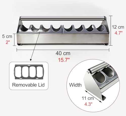 Stainless Steel Pigeon Feeder for Mealworms, Brid Feeder with Separated Fence & Crossbar, Anti-rust Anti-waste Feed Trough, Easy to Install(L40cm/15.7") - size: L40cm/15.7"