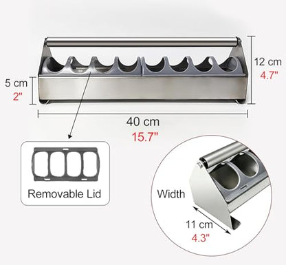 Stainless Steel Pigeon Feeder for Mealworms, Brid Feeder with Separated Fence & Crossbar, Anti-rust Anti-waste Feed Trough, Easy to Install(L40cm/15.7") - size: L40cm/15.7"