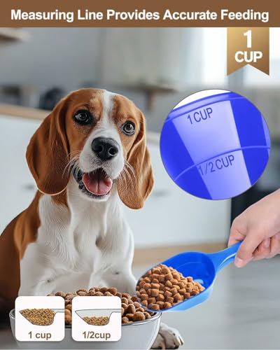 Dog-Cat Food-Scoop Measuring-Cup,1 Cup Capacity Versatile Plastic Pet Food Scoop with Measuring Lines 1 Cup and 1/2 Cup for Precise Portion Control (2, Blue and Pink) - color: Blue and Pink