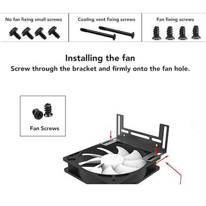 Computer Cooling Fan Mounting Bracket, Stainless Steel Bracket with Multiple Screw Holes for 80mm 92mm 120mm Case Fans PC Cooling System Enhancement (Black)