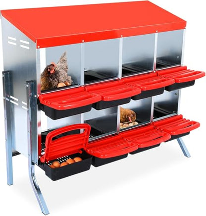 Chicken Nesting Boxes,8 Compartment Nesting Boxes for Laying Eggs with Legs,Wall Mount Poultry Roll Away Chicken Laying Boxes,Easy Egg Collection,Cleanable Pull Out Hen Roosting Boxes