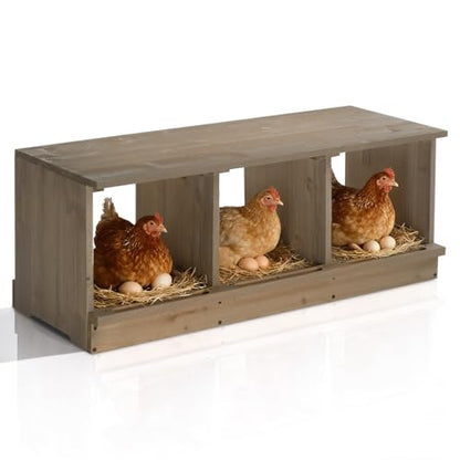 VINGLI Chicken Nesting Boxes, Wooden Nesting Boxes for Chickens, Egg Nesting Box for Hens, Chicken Coop Laying Boxes (3 Compartments) - size: 3 Compartments