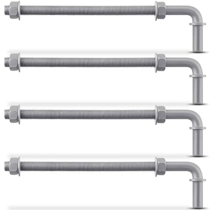 4 Pack 11" J-Bolt Gate Hinges with 5/8"-11 Galvanized J Bolt Threaded Hinges for Cattle Corral Panels, Chain Link Fence, Include Nuts Washers