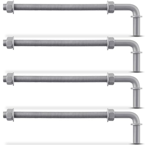 4 Pack 11" J-Bolt Gate Hinges with 5/8"-11 Galvanized J Bolt Threaded Hinges for Cattle Corral Panels, Chain Link Fence, Include Nuts Washers