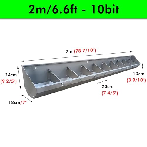 Heavy-Duty Weatherproof Pig Feeders & Waterers - Stainless Steel Feeding Trough for Farm, Yard, Sheds, and Pasture - Large Poultry Troughs for Durable Use,2m/6.6ft - 8bit - size: 2m/6.6ft - 8bit