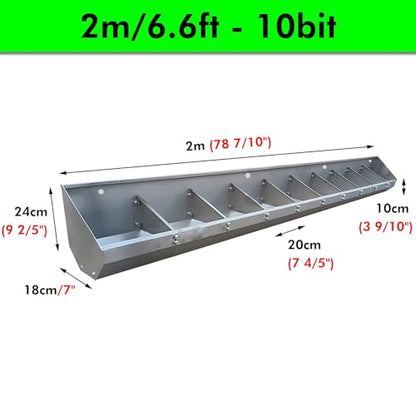 Heavy-Duty Weatherproof Pig Feeders & Waterers, Stainless Steel Feeding Troughs for Farm, Sheds, Pasture & Yard - Durable Poultry Feed Solutions,2m/6.6ft - 8bit - size: 2m/6.6ft - 8bit