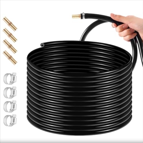 Self-Sinking Pond Hose, 100ft Weighted Pond Aerator Tubing, 3/8 Inch Self Sinking Aeration Hose Kit with 4 Copper Menders and 8 Stainless Steel Clamps for Lake Aquaculture Aeration - size: 3/8" id - 100ft