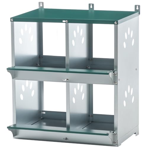 10-Bay Galvanized Steel Nesting Box for Chickens and Ducks, Wall-Mounted Poultry Laying Coop with Ventilation, Durable Rust-Resistant Design for Backyard Farms (4-Hole,Green) - color: 4-Hole,Green