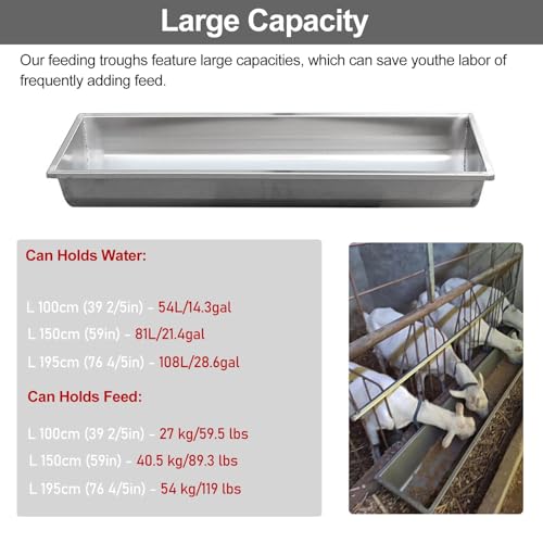 ERRULAN Galvanized Water Trough 15 20 30 Gallon, Heavy-Duty Livestock Feeder Troughs with Float Valve Kit, Outdoor Farm Automatic Feeding(30 Gallon/112L) - size: 30 Gallon/112L