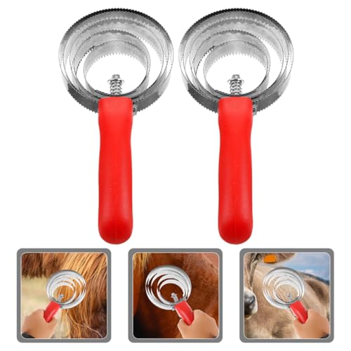 VANZACK 2Pcs Horse Hair Brush Durable Cattle Grooming Brush for Efficient Hair Removal Lightweight Comfortable Handle for Horse and Livestock Care