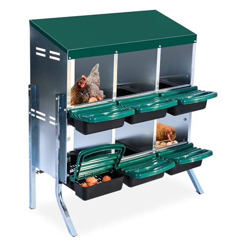 Chicken Nesting Box, 6 Compartments with Leg Chicken Nesting Boxes for Laying Eggs, Nesting Boxes for Chicken with Egg Collection for Chicken Coop, Green - color: Green, size: 6-holes with legs