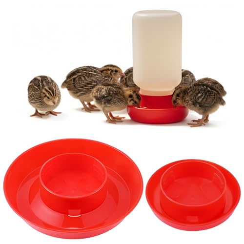 Enhon 2 PCS 2 Sizes Quail Waterer Base, Quail & Chick No Drown Water Base, Safety Waterer and Feeder, Compatible with 2.5inch Threaded Neck Bottle for Brooding Chicks(Bottle not Included) - size: 2 Sizes