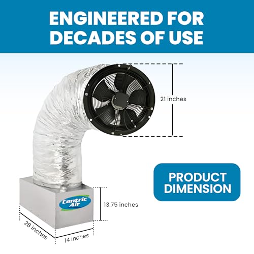 Centric Air 3.4B Whole House Fan | German Engineered | R5 Insulated Damper | 3242 CFM | Plug & Play, 2 Speed Remote with Temp & Timer | Energy Efficient | 15 Year Warranty | Attic Ventilation - color: Remote Control, size: 3.4B
