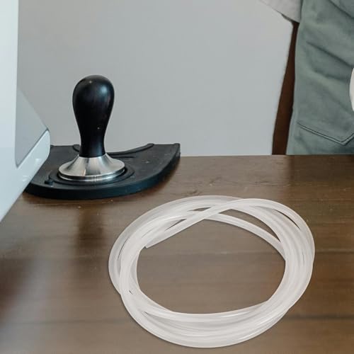 Mikikit 1set Clear Silicone Milk Hose with Brush for Coffee Machine Milk Pipe Replacement Easy Install Food-grade for Automatic Espresso Machines