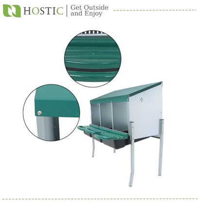 Green Chicken Nesting Boxes with Metal Legs 3 Holes Nesting Boxes for Chickens Roll Out Tray