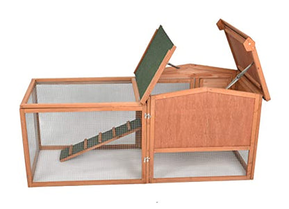 GOJOOASIS 60" Chicken Coop Outdoor Wooden Rabbit Hutch Poultry Cage with Run & Wire Fence for Backyard - size: C